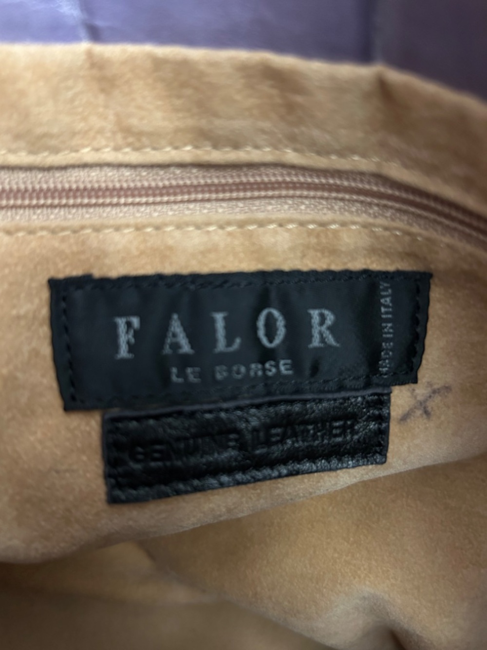 Falor-Le Borse Lavender Italian Leather Crock Embossed Tote with Floral Rosettes - Picture 6 of 16